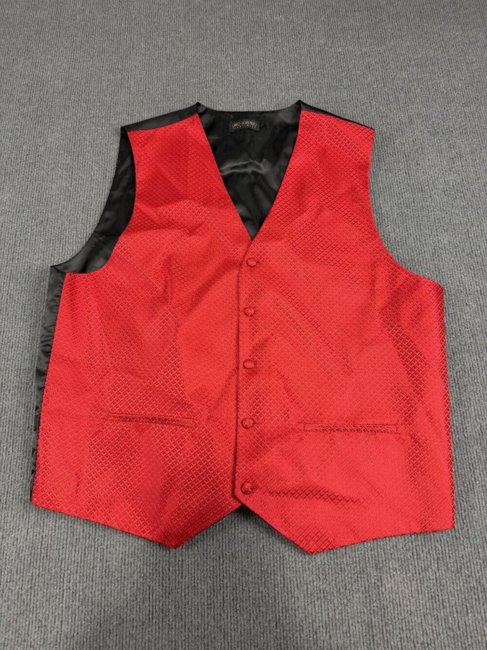 Umo Lorenzo Mens Red Formal Vest XL Diamond Pattern